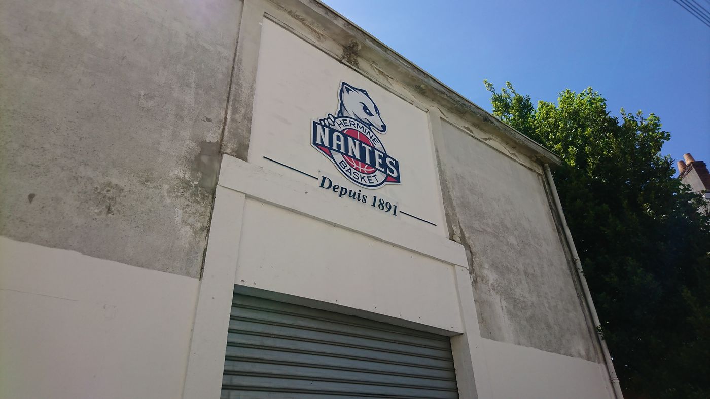 Logo du Basket club L'Hermine : c'est une Hermine qui tient un ballon de basket