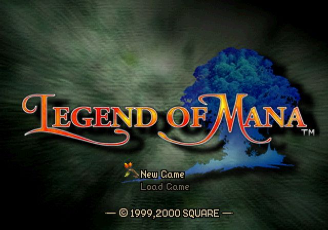 Screen capture of the title screen of Legend of Mana on Playstation