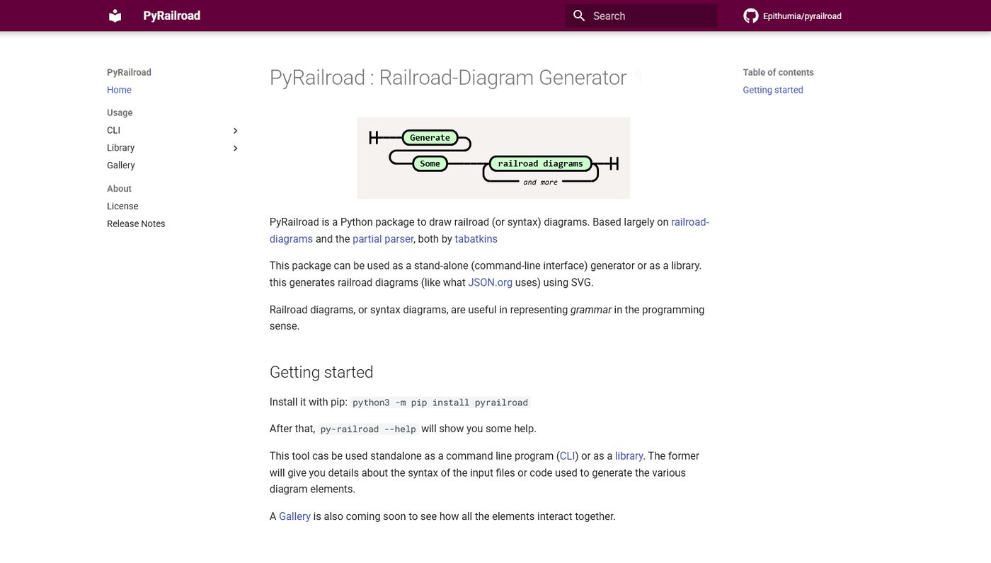 Capture d'écran de la page de documentation.